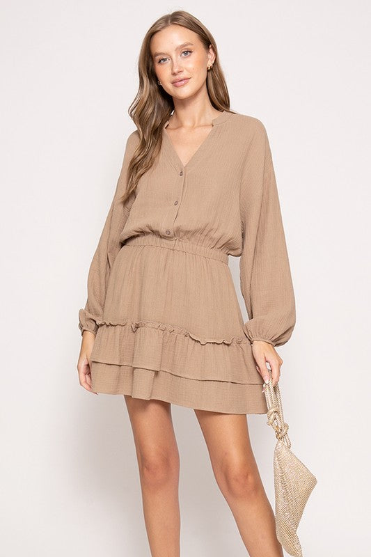 Boho Tiered Dress - Taupe