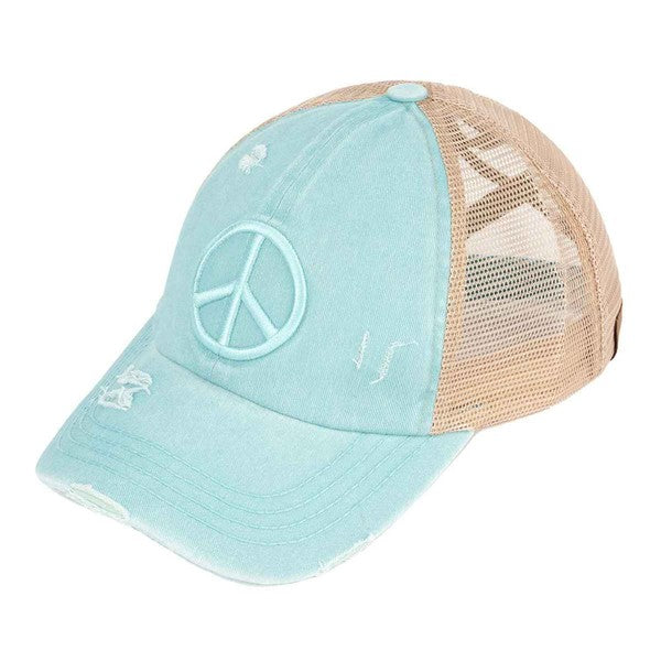 Peace Sign Ball Cap - Mint