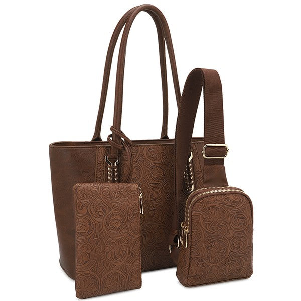 3-in-1 Set - Top Hand,e Bag - Brown