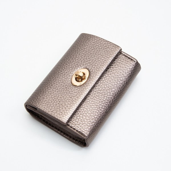 Twist Lock Pebble Wallet - Bronze
