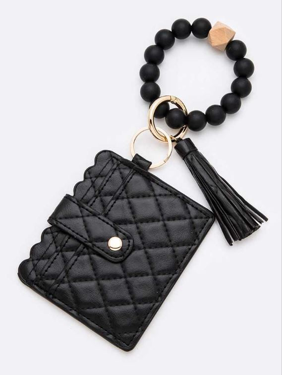 Quilted Bangle Wallet - Black