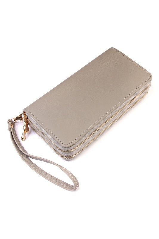 Double Zip Around Wallet - Natural
