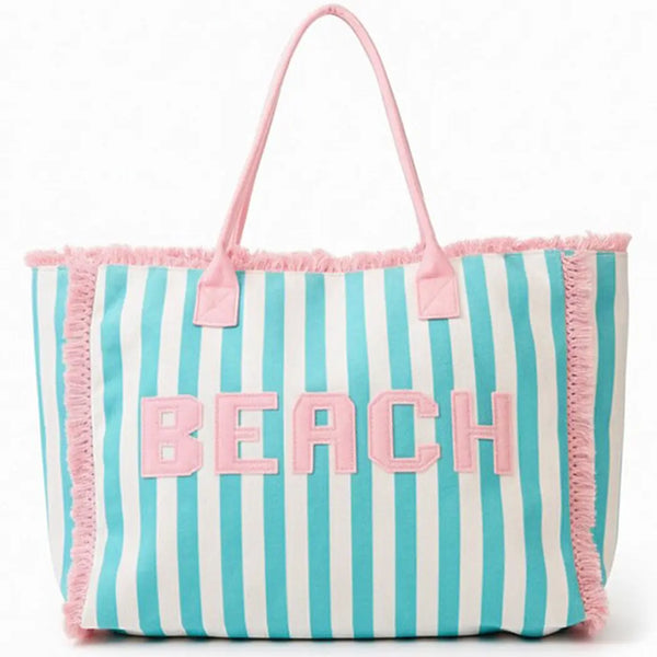 Embroidered Beach Bag - Teal