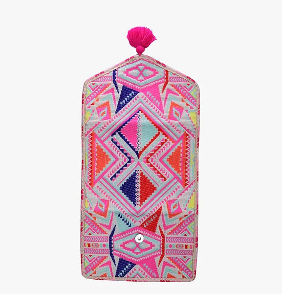 Katleya Patterned Cotton Jewelry Case/Pouch - Pink Multi