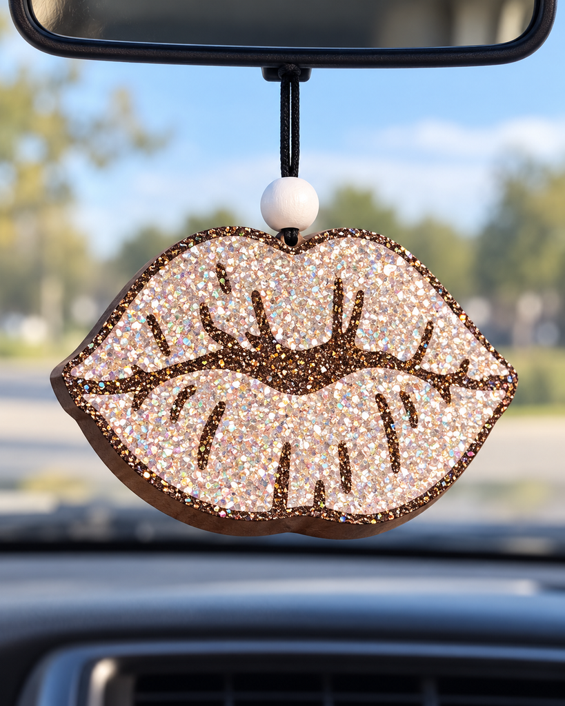 Lips Car Freshie - Gold