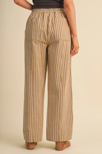 Striped Wide Leg Pants - Warm Sand Stripe