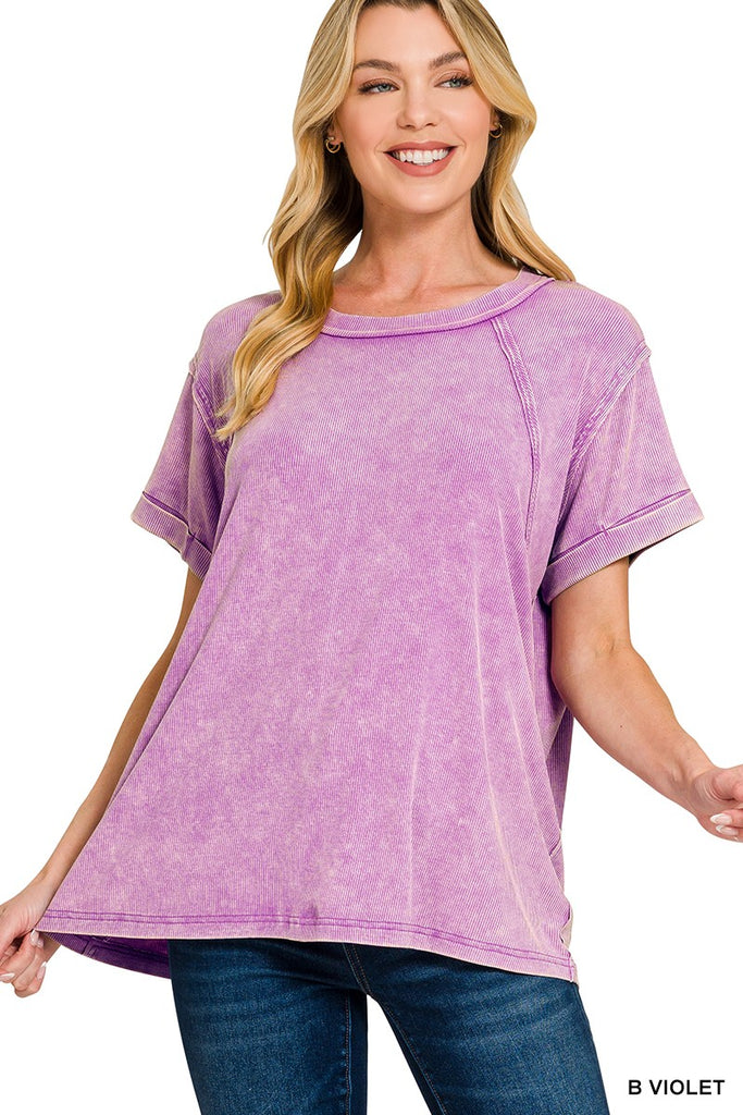 Ribbed Dolman Sleeve Top - Violet