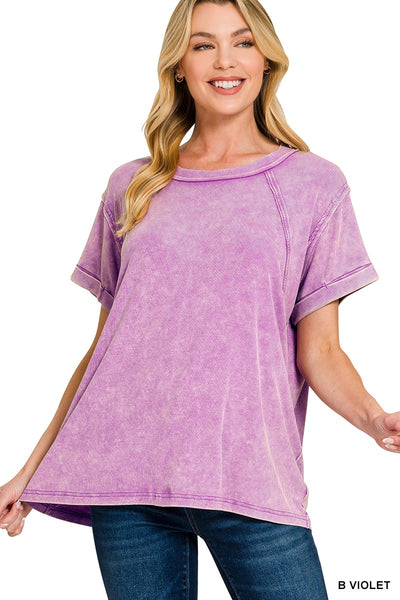 Ribbed Dolman Sleeve Top - Violet