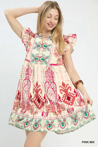Boho Printed Dress Pink