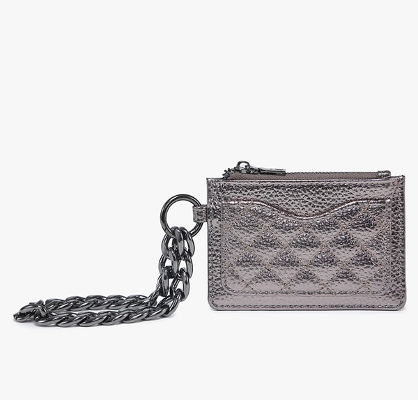 Quilted Wallet w/ Chain Bangle - Gunmetal