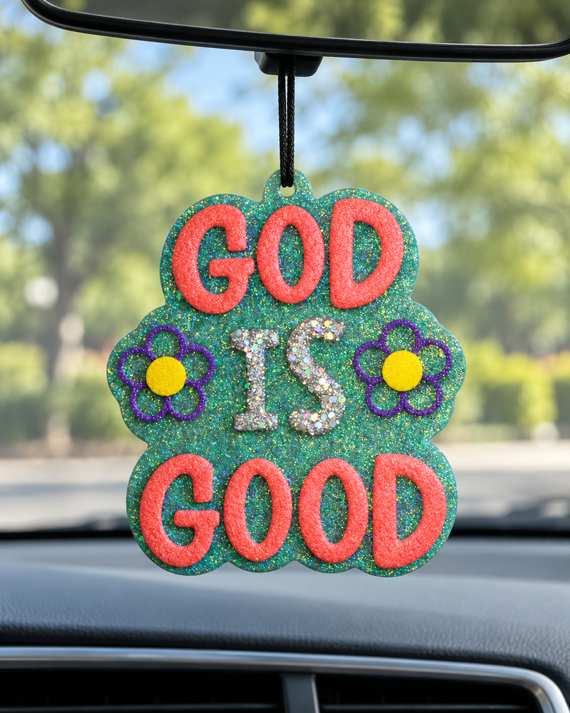 God Is Good Car Freshie - Green