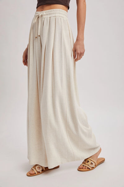 Wide Leg Palazza Pants - Oatmeal