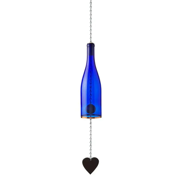 Wine Bottle Wind Chimes - Cobalt Blue