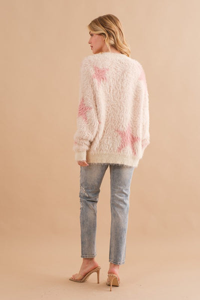 Fuzzy Star Sweater - Pink