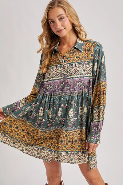 Paisley Print Shirt Sleeve - Gold/Green