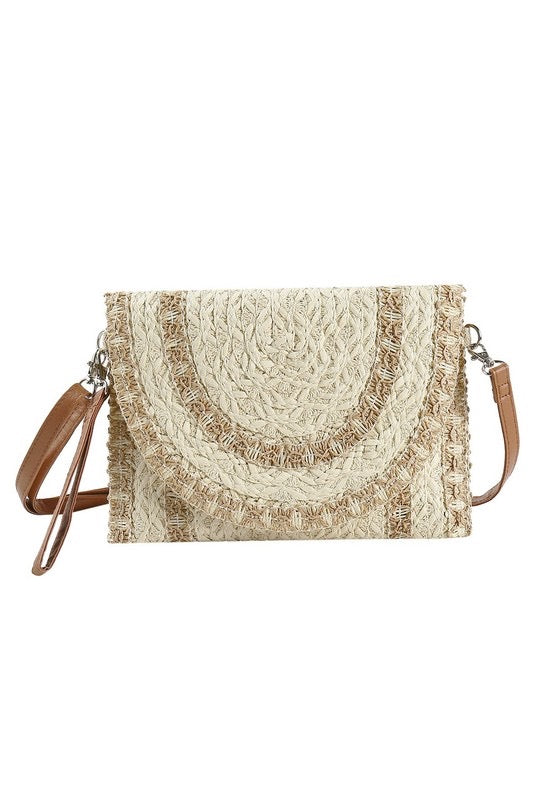 Straw Crossbody /Clutch - Beige