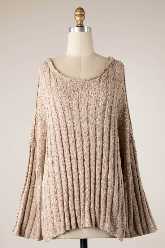 Ribbed Knit Sweater - Beige