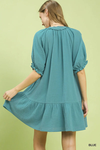 Cotton Gauze Dress - Blue