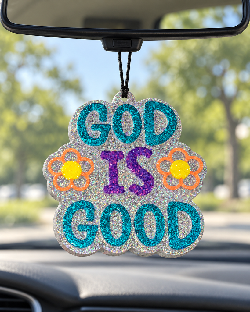 God Is Good Car Freshie - Silver