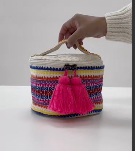 Maya Round Cotton Cosmetic Bag - Multi