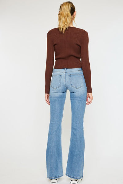 Mid Rise Flare Jeans - Light Wash