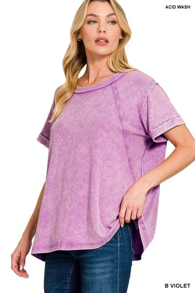 Ribbed Dolman Sleeve Top - Violet