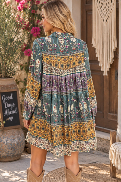 Paisley Print Shirt Sleeve - Gold/Green
