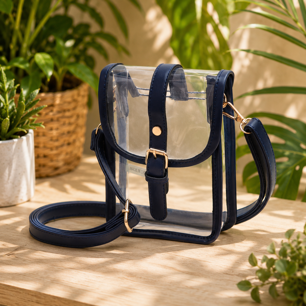 Clear Transparent Crossbody Bag - Navy
