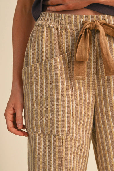 Striped Wide Leg Pants - Warm Sand Stripe