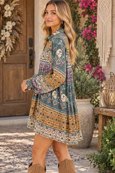 Paisley Print Shirt Sleeve - Gold/Green