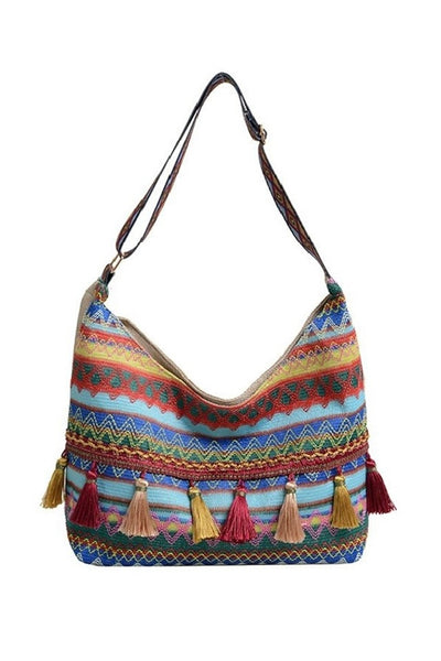 Boho Ethnic Shoulder Bag - Blue Multi
