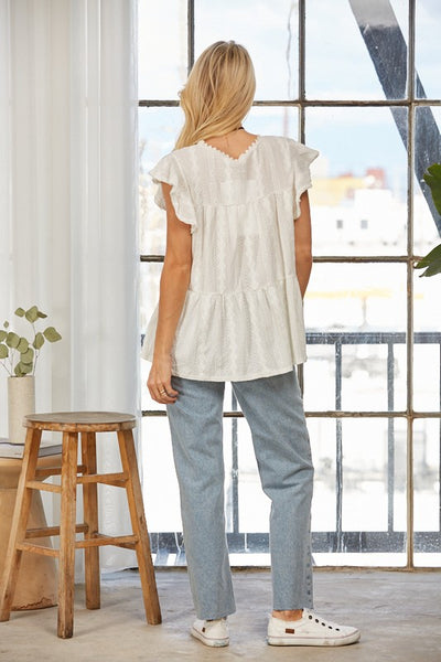 Lace Tiered Blouse - Ivory