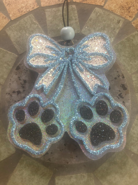 Huskie Cherry Paw Car Freshie - (White Holographic)