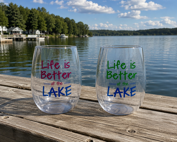 Life is Better at the Lake Shatterproof Stemless Wine Tumbler - 2 Pack
