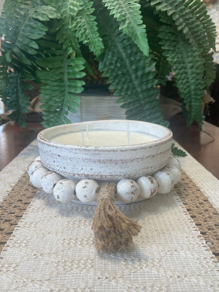 16oz Round Whitewash Clay Pottery Candle