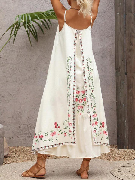 Bohemian Layered Maxi dress - Beige