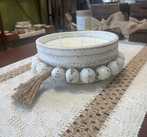 16oz Round Whitewash Clay Pottery Candle