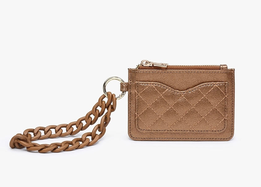 Quilted Wallet w/ Chain Bangle - Copper Brown