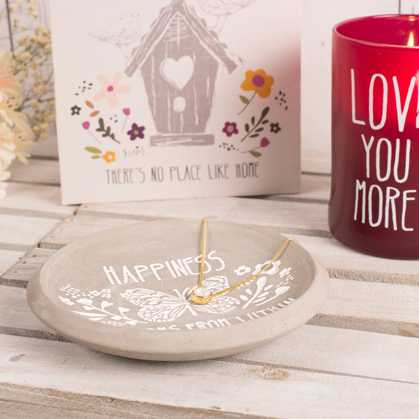 Happiness: Cement Keepsake Dish