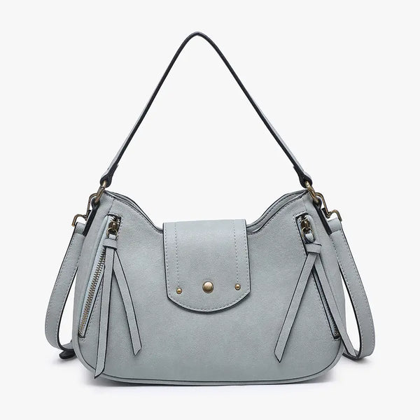 Twist Lock Crossbody/Satchel - Grey Teal