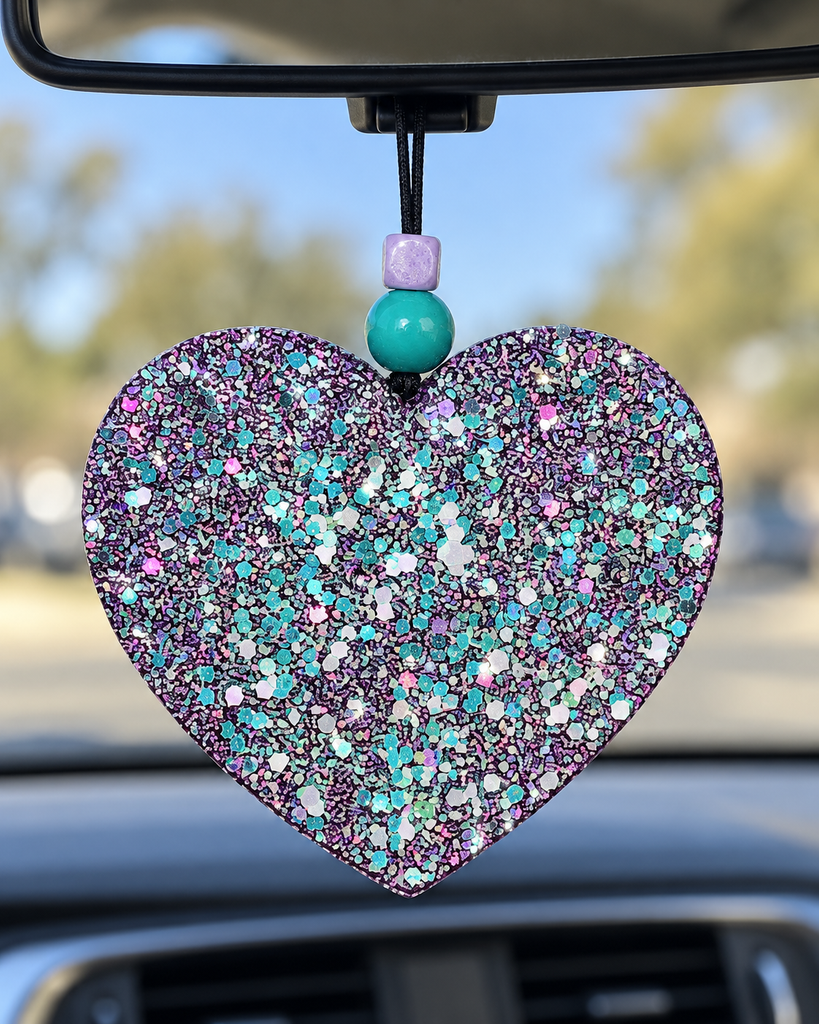 Glitter Heart Car Freshie - Purple