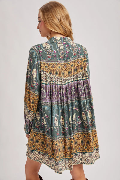 Paisley Print Shirt Sleeve - Gold/Green