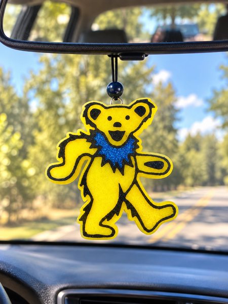 Dancing Bear Car Freshie  - Yellow