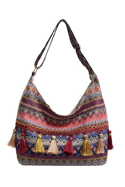 Boho Ethnic Shoulder Bag - Coral Multi