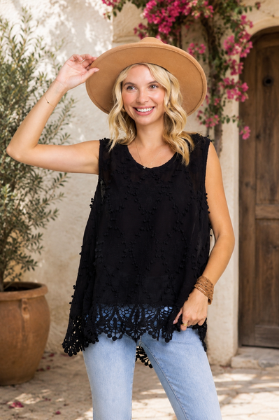 Crochet Tank Top - Black