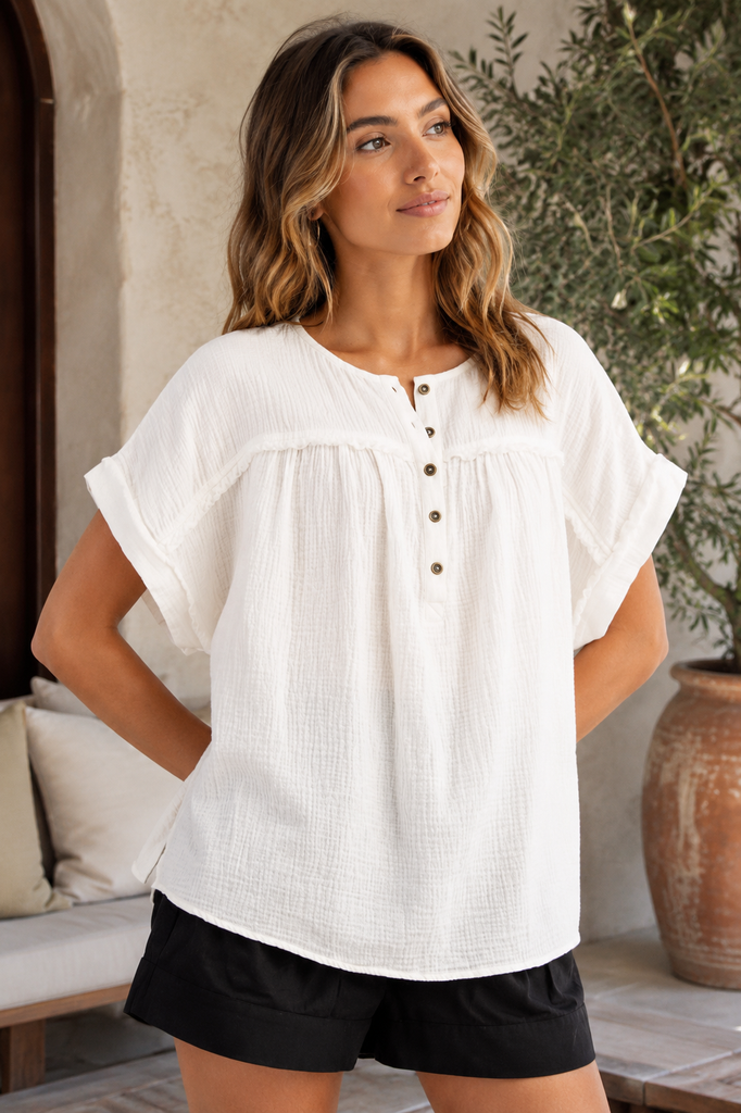 Cotton Gauze Top - Ivory
