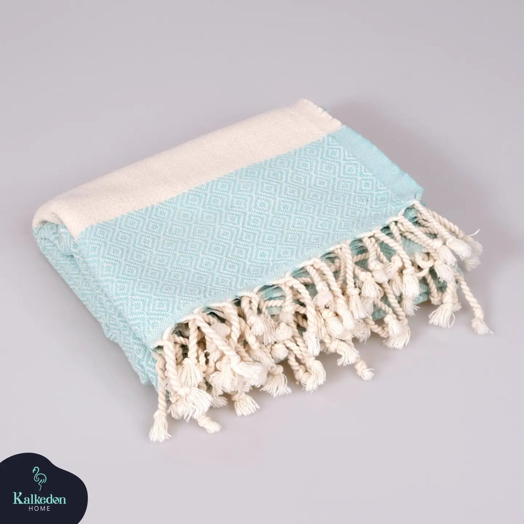 Handwoven Turkish Beach Towel - Aqua