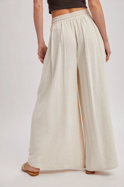 Wide Leg Palazza Pants - Oatmeal