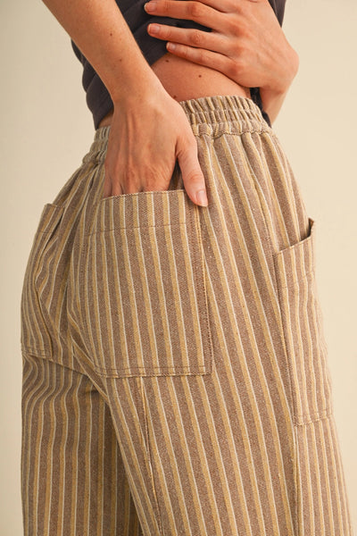 Striped Wide Leg Pants - Warm Sand Stripe