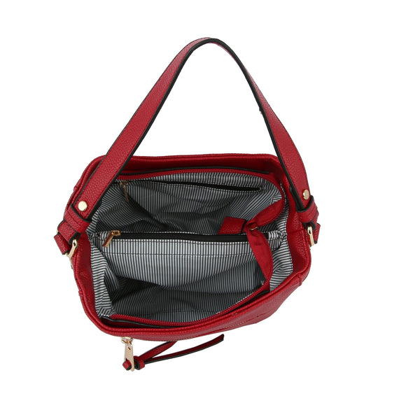 Houndstooth Detailing Handbag -Red
